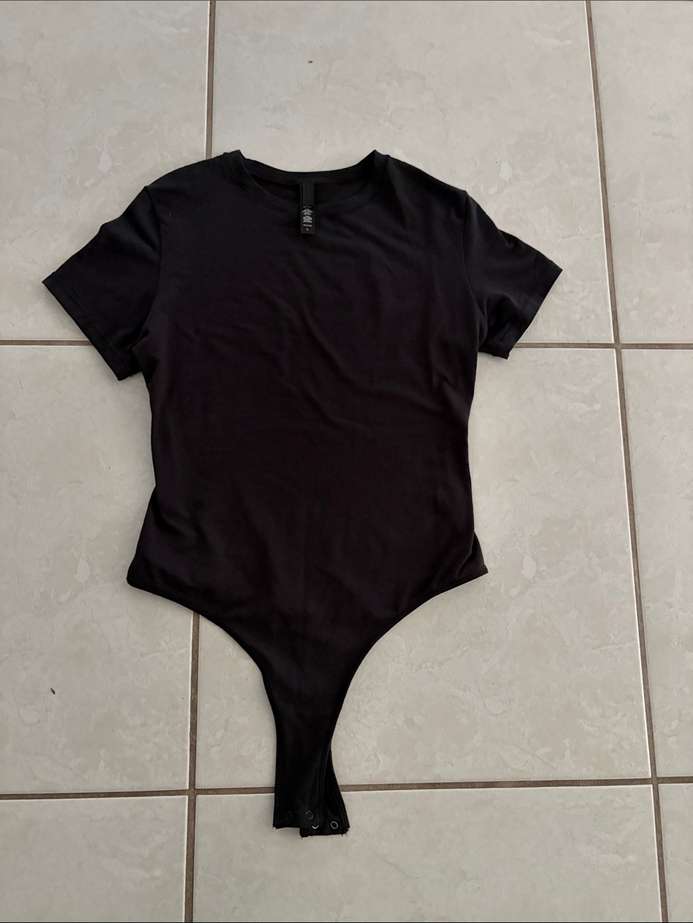 SKIMS Black Short Sleeve Bodysuit